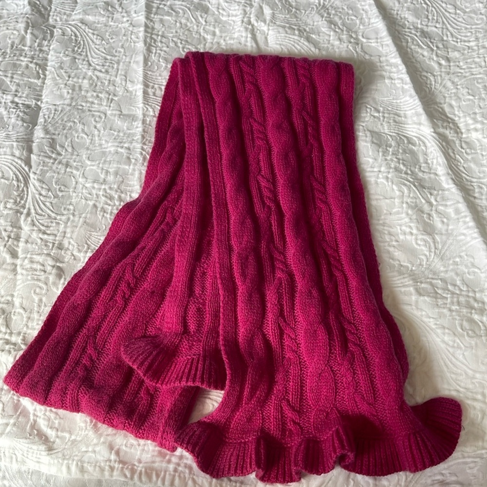 Pure Cashmere Magenta Pink Cable knit Scarf